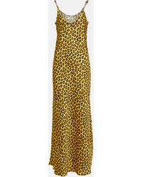 Rabanne - Robe longue en satin a motif leopard - Lyst