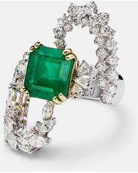 YEPREM - Reign Supreme 18Kt Ring With Emerald And Diamonds - Lyst