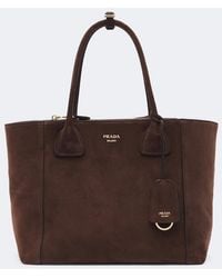 Prada - Nova Large Suede Tote Bag - Lyst