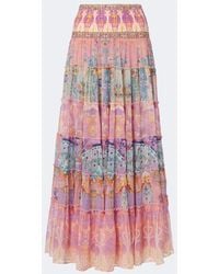 CAMILLA - Printed Tiered Silk Maxi Skirt - Lyst
