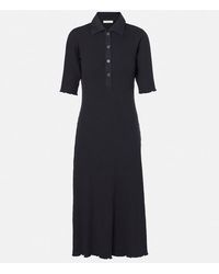 Vince - Ribbed-Knit Cotton-Blend Polo Dress - Lyst