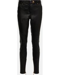 Balmain - Low-rise Leather Skinny Pants - Lyst