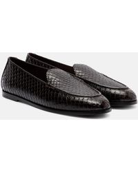 Aquazzura - College Snake-Effect Leather Loafers - Lyst