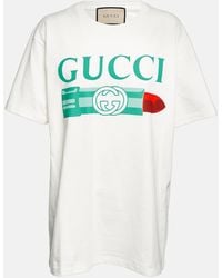 Gucci - Camiseta de Algodón con Barra de Labios - Lyst