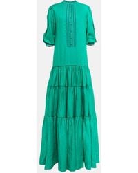 Costarellos - Tiered Linen Maxi Dress - Lyst