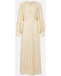 Chloé - Gathered Silk Jacquard Maxi Dress - Lyst