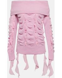 Blumarine - Rushed Off-shoulder Wool Sweater - Lyst