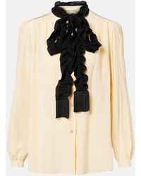 Valentino - Ruffled Silk Crepe De Chine Blouse - Lyst