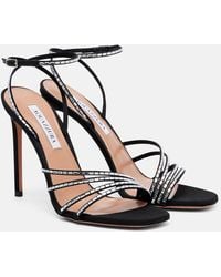 Aquazzura - Mistica 105 Embellished Satin Sandals - Lyst