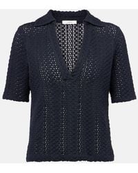 Vince - Open-Knit Cotton Polo Shirt - Lyst