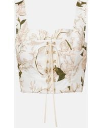 Agua Bendita - Reserva Gardenia Floral Linen Crop Top - Lyst