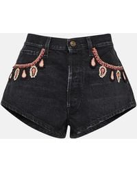 Alanui - Embroidered Denim Shorts - Lyst