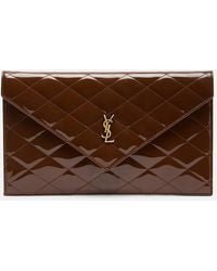 Saint Laurent - Paris Quilted Patent Leather Pouch - Lyst