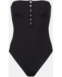 TOTEME - Ribbed-Knit Bandeau Swimsuit - Lyst