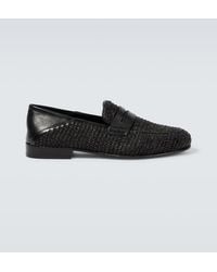 Manolo Blahnik - Padstow Raffia And Leather Loafers - Lyst
