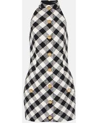 Balmain - Halterneck Cotton-Blend Tweed Minidress - Lyst