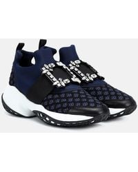 Roger Vivier - Viv' Run Strass-embellished Scuba And Leather Trainers - Lyst
