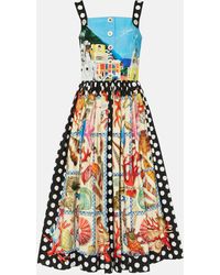 Dolce & Gabbana - Capri Printed Cotton Midi Dress - Lyst
