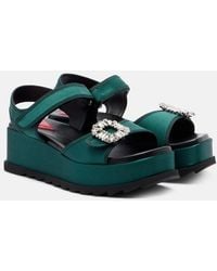 Roger Vivier - Slidy Viv' Leather Platform Sandals - Lyst