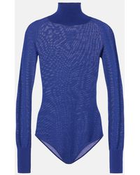 Alaïa - Sheer Turtleneck Wool Bodysuit - Lyst