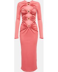 Christopher Esber Embellished Cutout Jersey Midi Dress - Pink