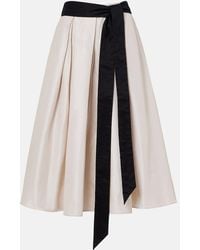Max Mara - Baschi Pleated Cotton-Blend Midi Skirt - Lyst