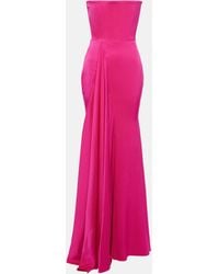 Alex Perry - Strapless Draped Crepe Satin Gown - Lyst