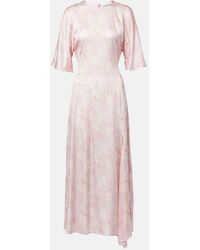 Ganni - Floral Satin Maxi Dress - Lyst