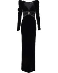 Alessandra Rich Puff-sleeve Velvet Gown - Black