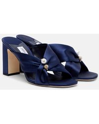 Jimmy Choo - Rafi Embellished Satin Mules - Lyst