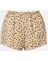 Posse - Priscilla Leopard-Print Silk Shorts - Lyst