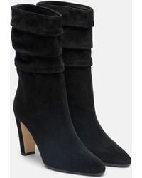 Manolo Blahnik - Calasso Suede Mid-Calf Boots - Lyst