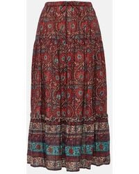 Ulla Johnson - Falda Midi Paige De Algodon Estampada - Lyst