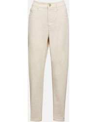 Brunello Cucinelli - High-Rise Cotton Pants - Lyst