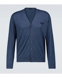 Herren Bekleidung Pullover und Strickware Sweatjacken Prada Wolle Cardigan mit Reißverschluss in Blau für Herren 