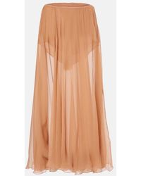 Chloé - Silk Muslin Midi Skirt - Lyst