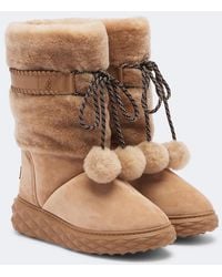 Jimmy Choo - Cobi Shearling-Trimmed Suede Platform Boots - Lyst