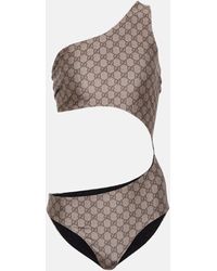 Gucci One-Shoulder-Badeanzug GG mit Cut-out - Mehrfarbig