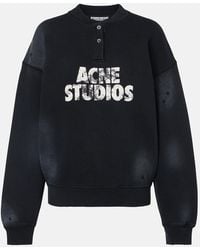 Acne Studios - Distressed Logo Cotton Fleece Sweatshirt - Lyst