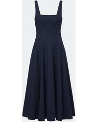 STAUD - Wells Cotton Poplin Midi Dress - Lyst