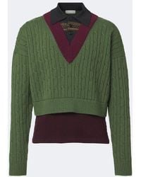 Dries Van Noten - Layered Wool And Cotton Polo Sweater - Lyst