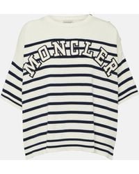 Moncler - Logo Striped Cotton T-shirt - Lyst
