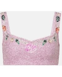 Clio Peppiatt - Marina Embellished Crop Top - Lyst
