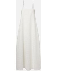 Asceno - Melfi Checked Linen And Cotton Maxi Dress - Lyst