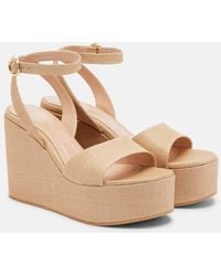Gianvito Rossi - Haiti Raffia Platform Wedge Sandals - Lyst