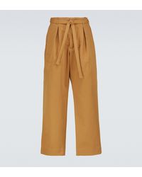 King & Tuckfield Wide-leg Cotton Pants - Brown
