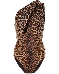 Saint Laurent One-Shoulder-Badeanzug - Braun