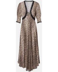RIXO London - Amina Printed Crepe De Chine Midi Dress - Lyst