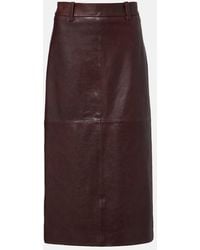 Brunello Cucinelli - Leather Midi Skirt - Lyst