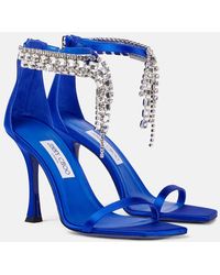 Jimmy Choo - Sandalen Verity 100 Aus Satin Mit Kristallen - Lyst